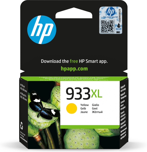 HP 933XL High Yield Yellow Original Ink Cartridge, Rendement élevé (XL), Jaune, Encre à pigments, 8,5 ml, 1 pièce(s), 825 pages