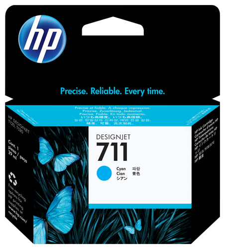 HP 711 29-ml Cyan DesignJet Ink Cartridge, Rendement standard, Cyan, Encre à colorant, 1 pièce(s)
