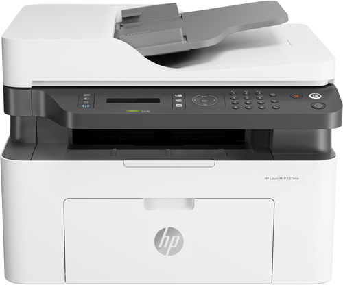 HP Laser MFP 137fnw, Laser, Impression mono, 1200 x 1200 DPI, Copie simple, A4, Gris, Blanc