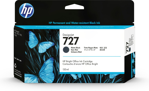 HP 727 130-ml Matte Black DesignJet Ink Cartridge, Rendement standard, Noir mat, Encre à pigments, Encre à pigments, 1 pièce(s)
