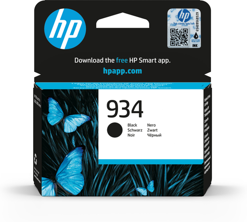 HP 934 Black Original Ink Cartridge, Rendement standard, Noir, Encre à pigments, 10 ml, 1 pièce(s), 400 pages