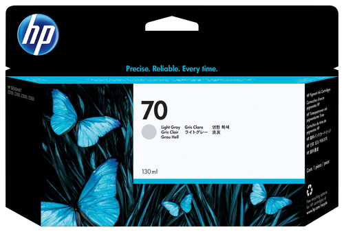 HP 70 130-ml Light Gray DesignJet Ink Cartridge, Rendement standard, Gris clair, Encre à pigments, 130 ml, 1 pièce(s)