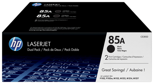 HP 85A 2-pack Black Original LaserJet Toner Cartridges, 3200 pages, Noir, 2 pièce(s)