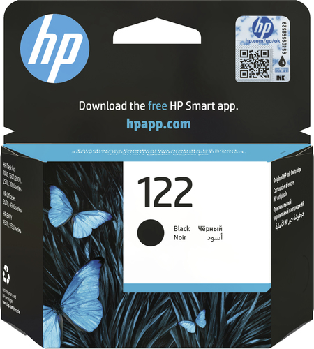HP 122 Black Original Ink Cartridge, Rendement standard, Noir, Encre à pigments, 2 ml, 1 pièce(s), 120 pages