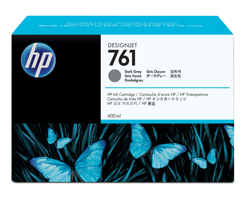 HP 761 400-ml Dark Gray DesignJet Ink Cartridge, Rendement standard, Gris foncé, Encre à colorant, 1 pièce(s), 400 pages