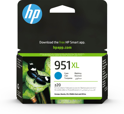 HP 951XL High Yield Cyan Original Ink Cartridge, Rendement élevé (XL), Cyan, Encre à pigments, 24 ml, 1 pièce(s), 1500 pages