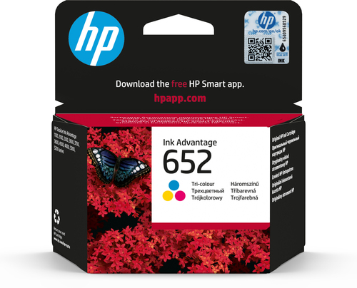 HP 652 Tri-color Original Ink Advantage Cartridge, Rendement standard, Cyan, Magenta, Jaune, Encre à colorant, 1 pièce(s), 200 pages, Multi pack