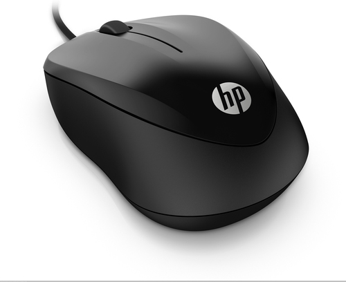 HP Wired Mouse 1000, Ambidextre, USB Type-A, 1200 DPI, Noir