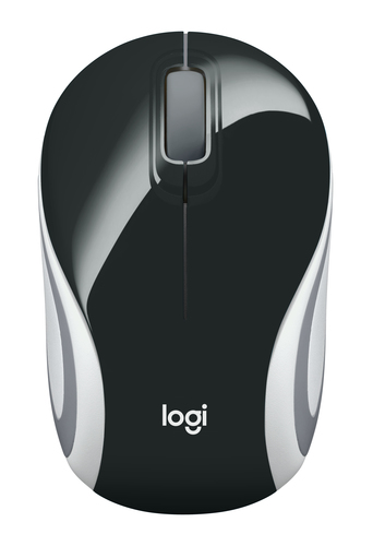 Logitech M187, Ambidextre, Optique, RF sans fil, 1000 DPI, Noir, Blanc