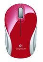 Logitech M187, Ambidextre, Optique, RF sans fil, 1000 DPI, Rouge