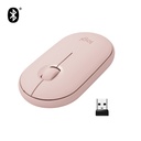 Logitech Pebble M350, Ambidextre, Optique, RF sans fil + Bluetooth, 1000 DPI, Rose