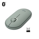 Logitech Pebble M350, Ambidextre, Optique, RF sans fil + Bluetooth, 1000 DPI, Vert