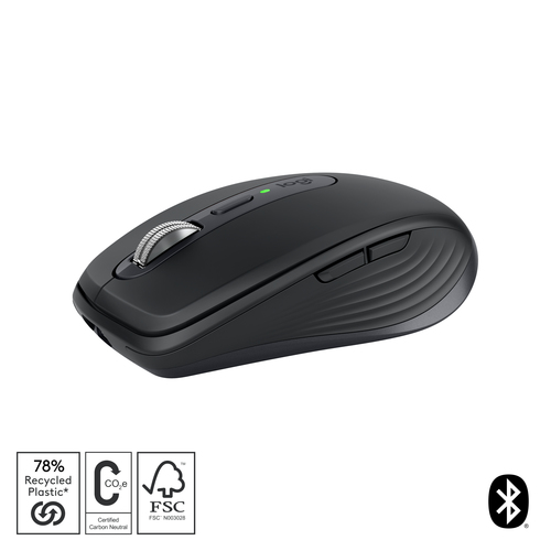 Logitech MX Anywhere 3S, Droitier, Laser, RF sans fil + Bluetooth, 8000 DPI, Graphite