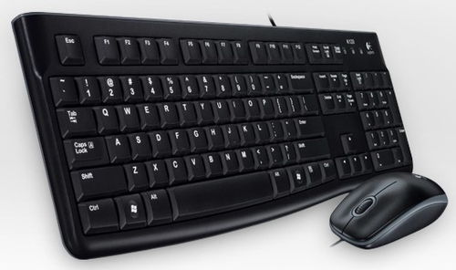 Logitech Desktop MK120, Avec fil, USB, AZERTY, Noir, Souris incluse