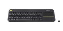 Logitech K400 Plus Tv, Taille réelle (100 %), Sans fil, RF sans fil, AZERTY, Noir