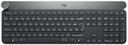 Logitech Craft Advanced keyboard with creative input dial, Taille réelle (100 %), Sans fil, RF sans fil + Bluetooth, AZERTY, Noir, Gris