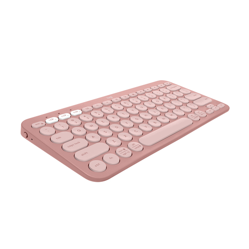 Logitech Pebble Keys 2 K380s, Mini, Sans fil, RF sans fil + Bluetooth, Commutateur de touche « ciseaux », AZERTY, Rose