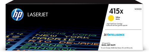 HP 415X High Yield Yellow Original LaserJet Toner Cartridge, 6000 pages, Jaune, 1 pièce(s)