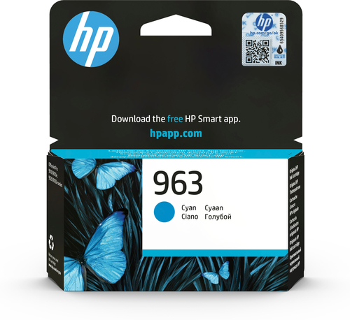 [3JA23AE] HP 963 Cyan Original Ink Cartridge, Rendement standard, Cyan, Encre à pigments, 10,74 ml, 1 pièce(s), 700 pages