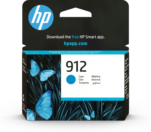 [3YL77AE] HP 912 Cyan Original Ink Cartridge, Rendement standard, Cyan, Encre à pigments, 2,9 ml, 1 pièce(s), 315 pages