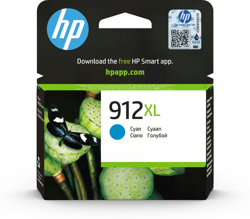 [3YL81AE] HP 912XL High Yield Cyan Original Ink Cartridge, Rendement élevé (XL), Cyan, Encre à pigments, 9,9 ml, 1 pièce(s), 825 pages