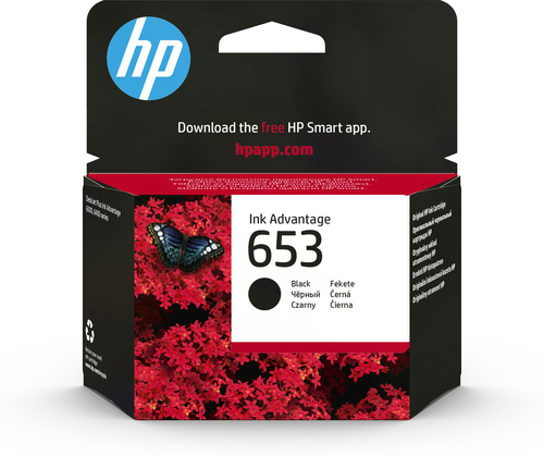 [3YM75AE] HP 653 Black Original Ink Advantage Cartridge, Rendement standard, Noir, Encre à pigments, 6 ml, 1 pièce(s), 360 pages
