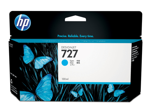 [B3P19A] HP 727 130-ml Cyan DesignJet Ink Cartridge, Rendement standard, Cyan, Encre à colorant, Encre à colorant, 130 ml, 1 pièce(s)