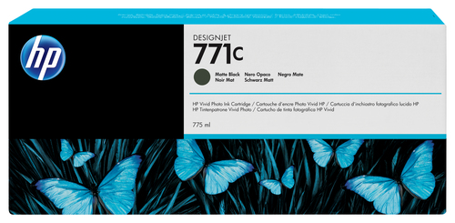 [B6Y07A] HP 771C 775-ml Matte Black DesignJet Ink Cartridge, Rendement standard, Noir mat, Encre à pigments, Encre à pigments, 775 ml, 1 pièce(s)
