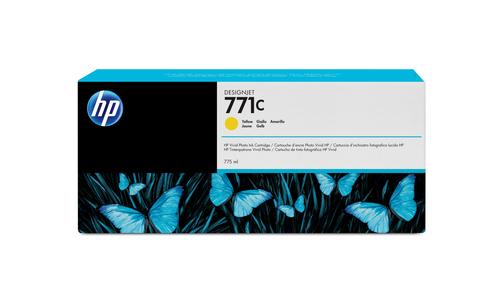 [B6Y10A] HP 771C 775-ml Yellow DesignJet Ink Cartridge, Rendement standard, Jaune, Encre à pigments, 775 ml, 1 pièce(s)