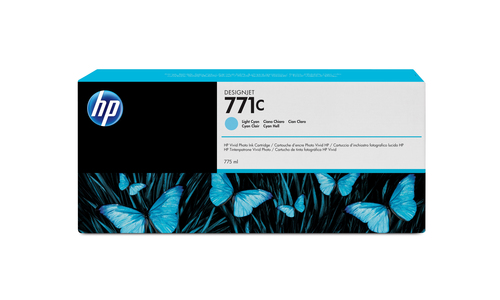 [B6Y12A] HP 771C 775-ml Light Cyan DesignJet Ink Cartridge, Rendement standard, Cyan clair, Encre à pigments, 775 ml, 1 pièce(s)