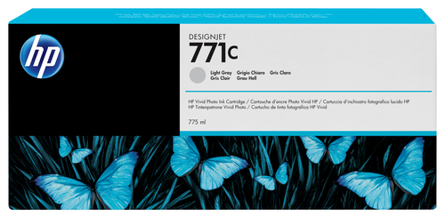 [B6Y14A] HP 771C 775-ml Light Gray DesignJet Ink Cartridge, Rendement standard, Gris clair, Encre à pigments, 775 ml, 1 pièce(s), 775 pages