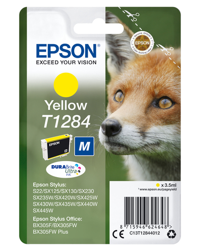 [C13T12844012] Epson Fox T1284, Jaune, Encre à pigments, 3,5 ml, 1 pièce(s), 260 pages