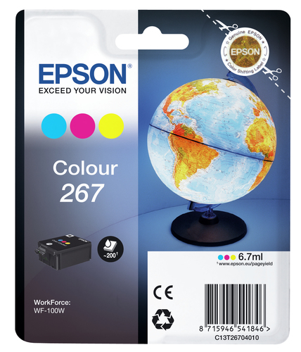 [C13T26704010] Epson Globe C13T26704010, Cyan, Magenta, Jaune, Encre à pigments, 6,7 ml, 1 pièce(s), 200 pages