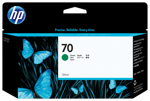 [C9457A] HP 70 130-ml Green DesignJet Ink Cartridge, Rendement standard, Vert, Encre à pigments, 130 ml, 1 pièce(s)