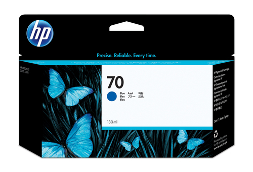 [C9458A] HP 70 130-ml Blue DesignJet Ink Cartridge, Rendement standard, Bleu, Encre à pigments, 130 ml, 1 pièce(s)