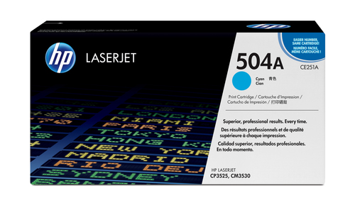 [CE251A] HP 504A toner LaserJet cyan authentique, 7000 pages, Cyan, 1 pièce(s)