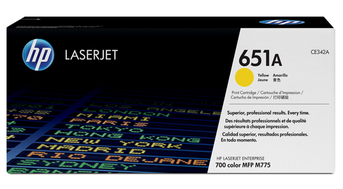 [CE342A] HP 651A toner LaserJet jaune authentique, 16000 pages, Jaune, 1 pièce(s)