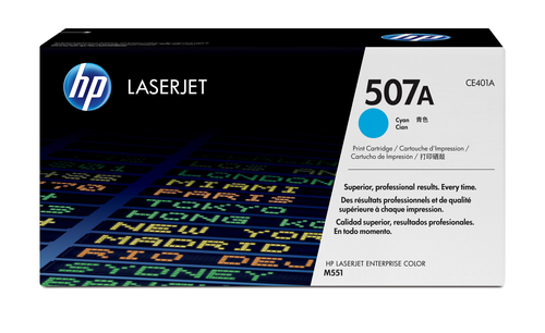 [CE401A] HP 507A toner LaserJet cyan authentique, 5000 pages, 6000 pages, Cyan, 1 pièce(s)