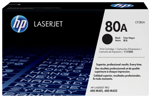 [CF280A] HP 80A toner LaserJet noir authentique, 2560 pages, Noir, 1 pièce(s)