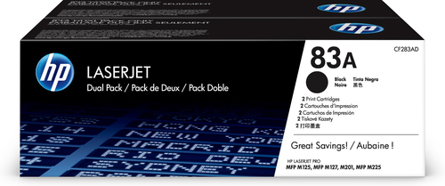 [CF283AF] HP 83A 2-pack Black Original LaserJet Toner Cartridges, 3000 pages, Noir, 2 pièce(s)