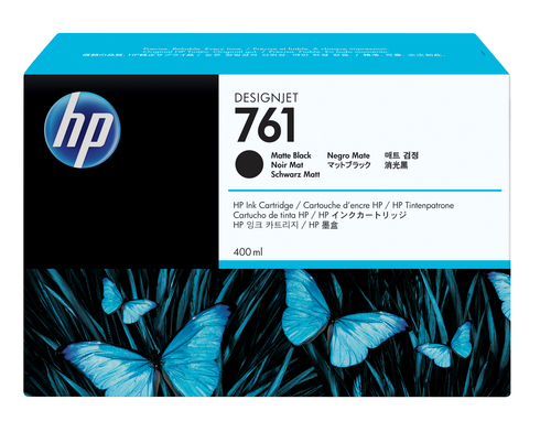 [CM991A] HP 761 400-ml Matte Black DesignJet Ink Cartridge, Rendement standard, Noir mat, Encre à pigments, Encre à pigments, 400 ml, 1 pièce(s)