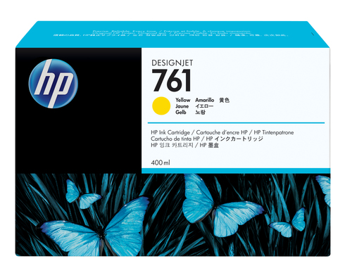 [CM992A] HP 761 400-ml Yellow DesignJet Ink Cartridge, Rendement standard, Jaune, Encre à colorant, 1 pièce(s)