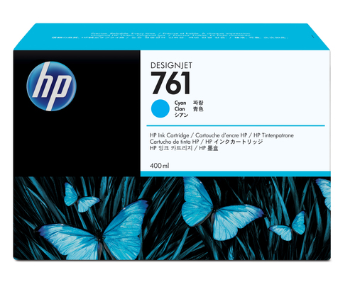 [CM994A] HP 761 400-ml Cyan DesignJet Ink Cartridge, Rendement standard, Cyan, Encre à colorant, 400 ml, 1 pièce(s)