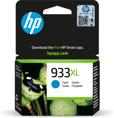 [CN054AE] HP 933XL High Yield Cyan Original Ink Cartridge, Rendement élevé (XL), Cyan, Encre à pigments, 8,5 ml, 1 pièce(s), 825 pages
