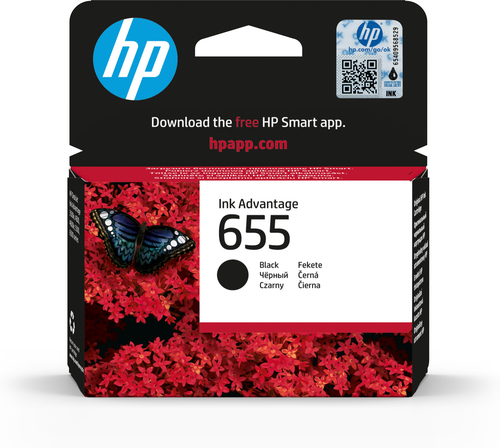 [CZ109AE] HP 655 Black Original Ink Advantage Cartridge, Rendement standard, Noir, Encre à colorant, Encre à pigments, 1 pièce(s), 550 pages
