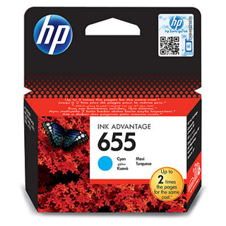 [CZ110AE] HP 655 Cyan Original Ink Advantage Cartridge, Rendement standard, Cyan, Encre à colorant, 1 pièce(s), 600 pages