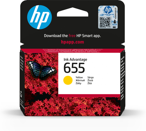 [CZ112AE] HP 655 Yellow Original Ink Advantage Cartridge, Rendement standard, Jaune, Encre à colorant, 1 pièce(s), 600 pages