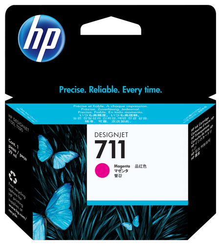 [CZ131A] HP 711 29-ml Magenta DesignJet Ink Cartridge, Rendement standard, Magenta, Encre à colorant, 1 pièce(s)
