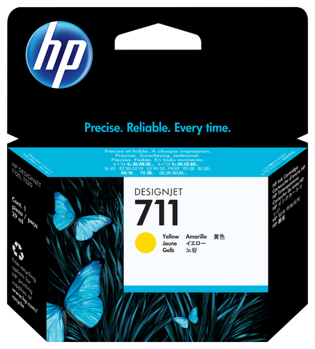 [CZ132A] HP 711 29-ml Yellow DesignJet Ink Cartridge, Rendement standard, Jaune, Encre à colorant, 1 pièce(s)