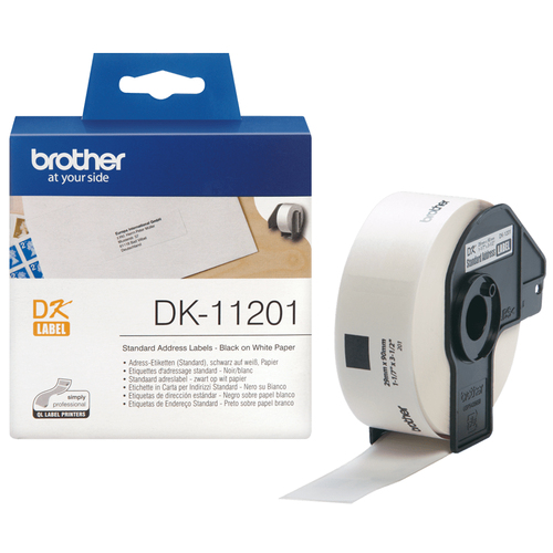 [DK11201] Brother DK-11201, Noir sur blanc, 400 pièce(s), DK, Noir, Blanc, Thermique directe, Chine